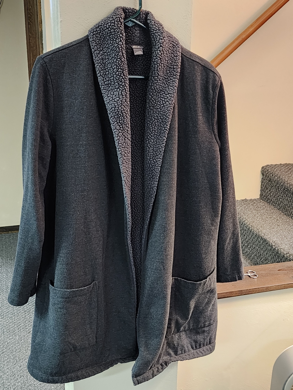 Eddie Bauer Women's Sz L Collar Sherpa-Lined Jacket - Charcoal Gray